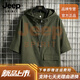JEEP SPIRIT2026夏季新款寬松連帽短袖t恤男潮牌潮流半袖衣服男裝上衣 軍綠色 4XL