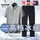 啄木鳥父親節(jié)禮物冰絲短袖t恤男寬松大碼polo衫運動休閑T送爸爸夏季套裝 中灰色 (專版冰絲套裝) XL (建議125-140斤)