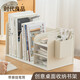 時代良品 書立架書立桌上書架帶抽屜 無需安裝簡約書本收納架書本收納神器書架 SD-2633白色-透明抽屜