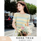 香影（xiangying）漸變色鏤空針織衫女2026夏季新款小個子圓領短袖正肩t恤上衣 黃色 M
