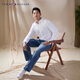 Tommy Hilfiger26春夏新款男裝輕薄府綢商務(wù)休閑正裝純色合身長(cháng)袖襯衫外套 【純色繡標襯衫】-白色YCI L （推薦：150-165斤）