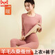 貓人（MiiOW）羊.毛蠶.絲保暖內女士加絨加厚套秋衣秋褲學(xué)生打底衫冬適 羊毛蠶絲-豆沙套裝 L適合80-100斤