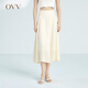 OVV2023春夏新款女裝單面緞三醋酸微彈優(yōu)雅柔美A字半身裙單裙 米白（凈色）55 XL