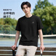 斯凱奇（Skechers）男士T恤短袖夏季2026新款冰絲涼感透氣上衣速干 深藍(lán)黑色 XL