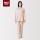 MUJI女式 無側縫雙層紗織 睡衣 家居服套裝 淺粉紅色6A M