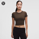 lululemon丨Align? 女士運動波浪邊下擺短款短袖 T 恤 LW3KUPS 胡桃棕 XL /12