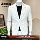 JEEP SPIRIT高端定制夏季短袖西裝男士修身韓版潮流休閑帥氣小西服外套男上衣 白色 M (110-120斤)