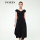 PORTS寶姿春夏新品女裝短袖中長(zhǎng)連衣裙LL8D310NWB011 黑色 L (8)