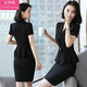 金蒂情職業(yè)套裝女夏季短袖西裝時(shí)尚名媛珠寶店美容師銷(xiāo)售工作服兩件套 黑色西裝+黑裙（送吊帶） XXL