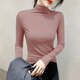 岱言半高領(lǐng)打底衫女內搭春秋季長(cháng)袖打底衣緊身T恤洋氣百搭T恤修身 粉色 均碼(80斤-120斤)