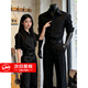 Shelley Jones英倫雅痞黑色襯衫男高級(jí)感痞帥美式西裝冰絲長(zhǎng)袖襯衣cleanfit外套 黑色 【高品質(zhì)】 XL 身高175-180cm體重140-155斤
