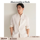 Abercrombie & Fitch經(jīng)典小麋鹿圖案美式復(fù)古情侶條紋泡泡紗襯衫26春夏男裝125-6082 淡黃條紋 L (180/108A)