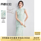尚都比拉旗袍改良國風(fēng)連衣裙女夏季水滴鏤空立領(lǐng)刺繡裙新中式收腰中長(zhǎng)裙