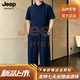 JEEP SPIRIT夏季休閑運(yùn)動(dòng)套裝男士短袖t恤夏天衣服男裝搭配一整套潮流夏裝 深藍(lán)色 3XL