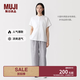 MUJI 女式 漢麻水洗寬版褲女裝褲子女款女士長褲休閑褲闊腿褲26年春夏 灰色條紋 M （160/66A ）