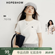 紅袖（hopeshow）正肩短袖T恤2026春季新款女裝撞色木馬刺繡顯瘦百搭圓領小上衣 本白001 M