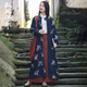 亂在江南復古休閑長(cháng)款風(fēng)衣女秋季氣質(zhì)刺繡民族風(fēng)外套新款 藍色 均碼