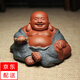 益馨榮純手工紫砂茶寵彌勒佛 雕塑擺件 作品 笑口彌勒佛禮盒包裝 綠色