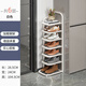 杰妃鞋架家用門(mén)口室內多層簡(jiǎn)易小窄鞋架子出租房用省空間鞋柜宿舍收納 【加粗鋼架】白色6層款
