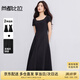尚都比拉優雅氣質兩袖長A字連衣裙女夏季收腰顯瘦短袖裙吊帶裙白色中長裙