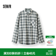 森馬（Semir）純棉襯衫丨長(zhǎng)袖襯衫男秋季法蘭絨格紋襯衣貼袋上衣休閑翻領(lǐng)外套 綠色調(diào)00444 S