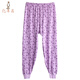 億年鑫加肥加大胖MM200斤高腰大碼女士純棉秋褲印花棉質(zhì)寬松單件線(xiàn)褲 淺紫花 5XL