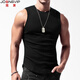 簡(jiǎn)束（JOONSVIP）螺紋背心男寬肩修身緊身運動(dòng)健身純色棉質(zhì)打底無(wú)袖T恤夏季坎肩潮 黑色 XL （130-145斤左右修身型）