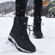 哲紳普雪地靴女2026春冬款高幫新款情侶加絨加厚防水東北運動(dòng)戶(hù)外棉鞋 黑巖灰（加絨加厚） 38