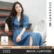 歌力思（ELLASSAY）【100%萊賽爾】25春夏新款丹寧風復古牛仔襯衫連衣裙女EWB362N007 牛仔藍 S