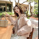 矜持范牛仔外套女蝙蝠袖短款粉色學(xué)生外套學(xué)院風(fēng)秋季寬松 藕色好品質(zhì)支持定制 S 100斤內(nèi)