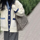 風(fēng)采兔 針織衫女撞色日系女毛衣開衫2022新款秋冬學(xué)院風(fēng)oversize寬松慵懶針織外套秋季女 米白色 均碼