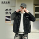 馬克華菲夾克男秋冬季男士翻領(lǐng)牛仔外套簡(jiǎn)約工裝刺繡上衣 黑色 54/XL 