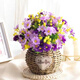 向日葵花束假花仿真花擺設客廳餐桌花盆栽綠植陽(yáng)臺室內裝飾品擺件 紫色小雛菊+草編盆+蝴蝶