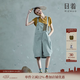 日著（rizhuo）瓦片休閑背帶褲2026夏季新款女時尚寬松獨特撞色拼接設燈籠褲 晴空藍 S