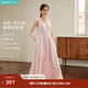 茵曼（INMAN）【苧麻棉】芭樂裙|背心連衣裙2026夏季女裝新款A字無袖長裙子 淺粉色 M