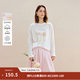 茵曼（INMAN）亞麻棉|茵曼蝴蝶結印花寬松T恤2026夏季女裝新款休閑百搭長袖上衣 珍珠白 M