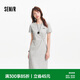 森馬（Semir）連衣裙女夏季扭結開叉正肩T恤裙小心機不規則中長裙101325114009