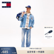 TOMMY JEANS【寬松直筒版】春夏男裝美式復古潮流刺繡中腰破洞牛仔褲 牛仔藍1AB 33