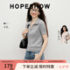 紅袖（hopeshow）復(fù)古氣質(zhì)短袖針織衫2026春季新款女裝軟糖絞花撞色刺繡POLO領(lǐng)上衣 花灰0A4 M