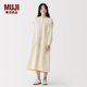 MUJI女式 木棉混 雙層紗織 長袖連衣裙 女裝裙子 26年春季 BC2PPC6S 原色 M (160/84A)