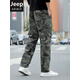 JEEP SPIRIT吉普戶(hù)外旅行運動(dòng)工裝褲新款裝褲寬松大碼夏季長(cháng)褲 綠色迷彩五袋205 3XL
