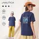 諾帝卡（NAUTICA）吸濕速干兒童抗菌短袖NAUTICA中大童青少年26夏新款戶外防曬圓領(lǐng)T 諾帝卡藍(lán)【字母】 170
