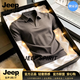 JEEP SPIRIT2026POLO夏季短袖t恤男翻領純色商務休閑寬松半袖男體恤衫上衣 咖色 M (100-115斤)