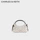CHARLES&KEITH26秋新品復古波點蝴蝶結手提斜挎包七夕禮物送女友CK2-30160255-B Cream奶白色 S