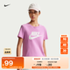 耐克女子標志短袖T恤純棉半袖印花輕便休閑柔軟舒適NIKE DX7907 504淺品紅 L