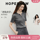 紅袖（hopeshow）高級感顯瘦針織衫2026夏季新款女裝細坑條半開襟淡人高知穿搭上衣 煙灰056 M