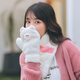 677888手套女冬季韓版可愛(ài)卡通騎行加絨學(xué)生百搭保暖帶繩秋冬天騎車(chē)連指 米白色 均碼