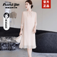 奧絲婕（Aosijie）高端品牌真絲連衣裙女2026夏季新款氣質優雅寬松刺繡100%桑蠶絲裙 杏色（100%桑蠶絲） M 【90-115斤】