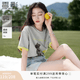 香影【小熊奇遇T】灰色短袖t恤女夏2026新款寬松落肩撞色刺繡上衣 熔巖灰色 M 160/84A/95-110斤