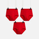 三槍女士?jì)妊澲欣夏昙兠蘖_紋彈力女高腰羅紋三角褲（3條裝） 大紅+大紅+大紅 3條 XL